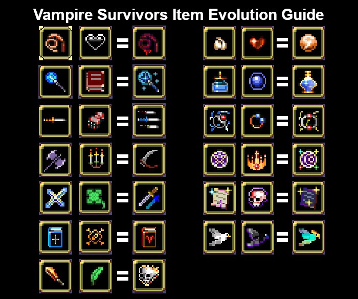 Vampire Survivors - All Weapons Evolving v0.8.270 Full List